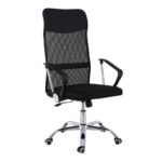 BF2400-W Πολυθρόνα Γραφείου Διευθυντή, Βάση Χρώμιο, Pu Μαύρο, Mesh Μαύρο 60x58x110/120cm