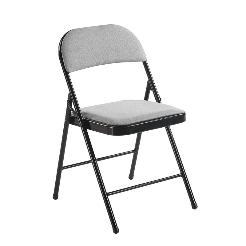 brenda-karekla-ptyssomeni-metallo-vafi-mavro-yfasma-gkri-enlarge BRENDA Καρέκλα Πτυσσόμενη, Μέταλλο Βαφή Μαύρο, Ύφασμα Γκρι 46x46x78cm - Image 1