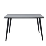 UNION Τραπέζι Τραπεζαρίας Κουζίνας, Μέταλλο Βαφή Μαύρo Γυαλί Milky White 120x70x75cm - Image 3