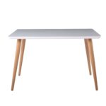 UNION Τραπέζι Τραπεζαρίας Κουζίνας, Μέταλλο Βαφή Φυσικό Γυαλί Milky White 120x70x75cm - Image 3