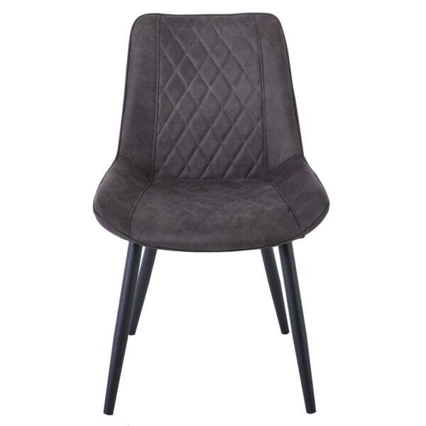 MORGAN Καρέκλα Τραπεζαρίας Σαλονιού, Μέταλλο Βαφή Μαύρο, Ύφασμα Suede Ανθρακί 53x61x86cm - Image 5