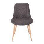 MORGAN Καρέκλα Τραπεζαρίας Σαλονιού, Μέταλλο Βαφή Φυσικό, Ύφασμα Suede Ανθρακί 53x61x86cm - Image 5