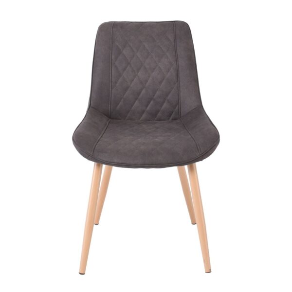 MORGAN Καρέκλα Τραπεζαρίας Σαλονιού, Μέταλλο Βαφή Φυσικό, Ύφασμα Suede Ανθρακί 53x61x86cm - Image 5