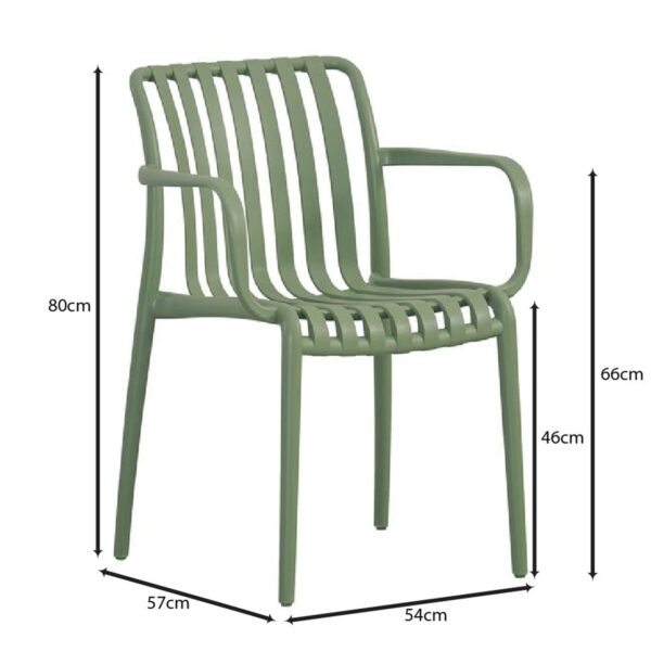 MODA-H Πολυθρόνα Στοιβαζόμενη, PP - UV Protection Απόχρωση Πράσινο 54x57x80cm - Image 3