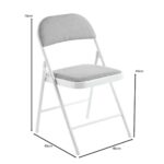 BRENDA Καρέκλα Πτυσσόμενη, Μέταλλο Βαφή Άσπρο, Ύφασμα Γκρι 46x46x78cm - Image 4