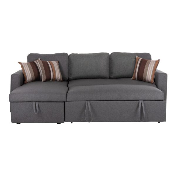 MONTREAL-W Καναπές - Κρεβάτι Γωνία Αναστρέψιμη με Χώρο Αποθήκευσης, Ύφασμα Γκρι 219x144x80x80cm Bed:144x198cm - Image 3