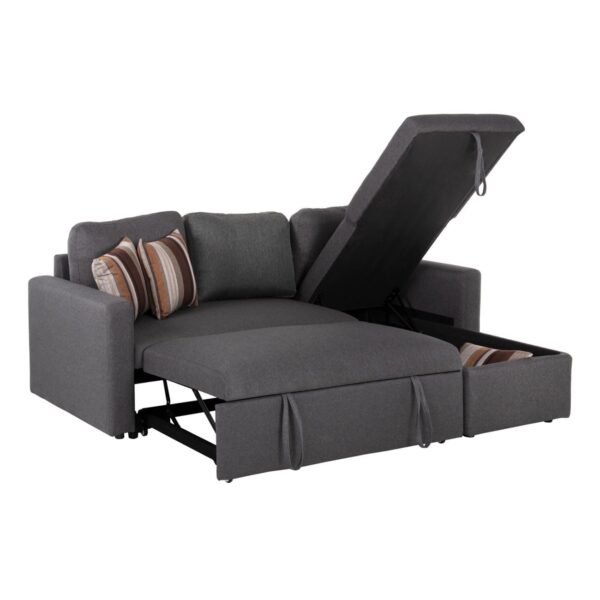 MONTREAL-W Καναπές - Κρεβάτι Γωνία Αναστρέψιμη με Χώρο Αποθήκευσης, Ύφασμα Γκρι 219x144x80x80cm Bed:144x198cm - Image 4