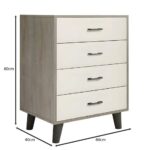 VANITY Συρταριέρα, με 4 Συρτάρια, Απόχρωση Sonoma Oak-Cream 60x40x80cm - Image 3