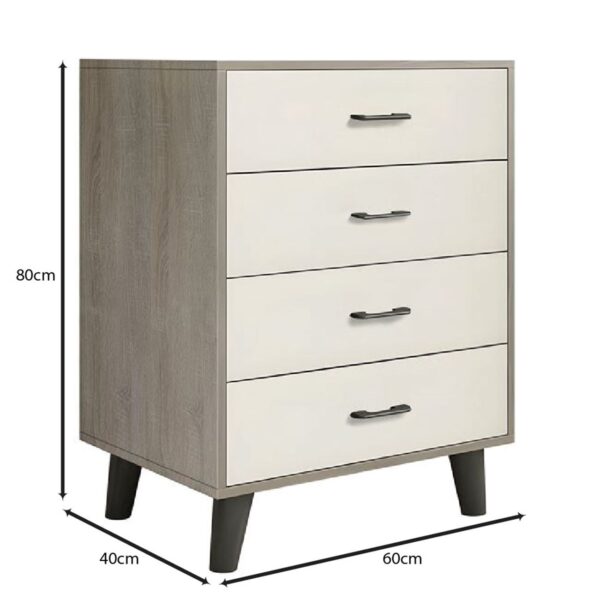 VANITY Συρταριέρα, με 4 Συρτάρια, Απόχρωση Sonoma Oak-Cream 60x40x80cm - Image 3