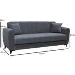 JEROM Καναπές – Κρεβάτι με Αποθηκευτικό Χώρο, 3Θέσιος Ύφασμα Ανθρακί Sofa:210x85x83cm Bed:105x180cm - Image 7