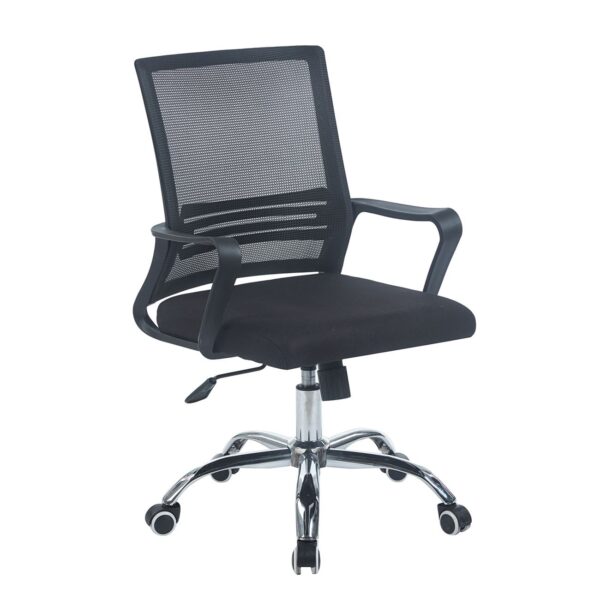 BF2110-W Πολυθρόνα Γραφείου Μέταλλο Χρώμιο, Mesh Μαύρο 59x54x90/100cm - Image 2