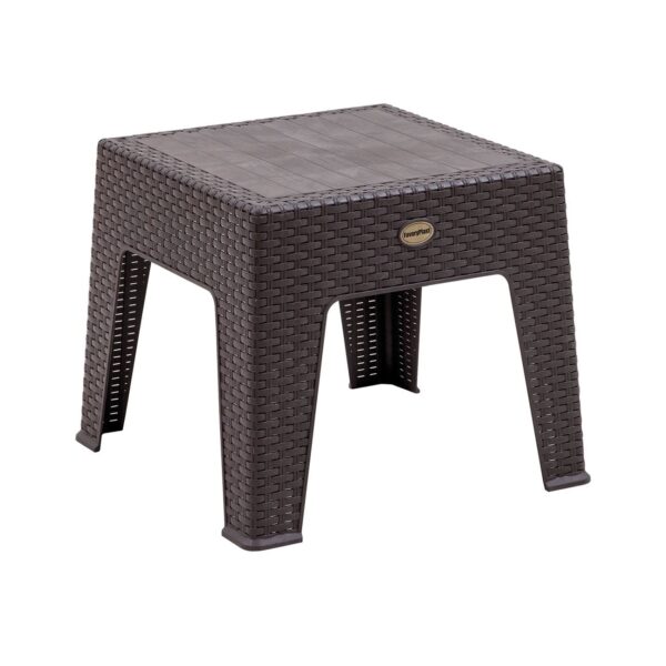 RATTAN Τραπεζάκι Βοηθητικό - Ξαπλώστρας, Στοιβαζόμενο, PP-UV (Rattan Look) Καφέ 50x50x42cm - Image 2