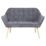 ALMA Καναπές 2θ - Σαλονιού - Καθιστικού, Φυσικό, Ύφασμα Velure Γκρι, K/D 127x70x82cm - Image 2