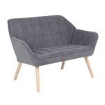 ALMA Καναπές 2θ - Σαλονιού - Καθιστικού, Φυσικό, Ύφασμα Velure Γκρι, K/D 127x70x82cm - Image 3