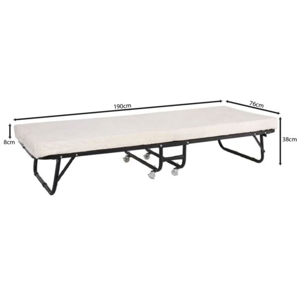 SPAN Κρεβάτι Πτυσσόμενο Βοηθητικό Μέταλλο Βαφή Μαύρο, Στρώμα 8cm foam 76x190x38cm - Mattress 8cm - Image 4
