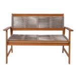 SPRING Living Καναπές 2θέσιος Καθιστικού Βεράντας-Κήπου, Ακακία Φυσικό-Rope Wicker Μπεζ 120x68x84cm - Image 2