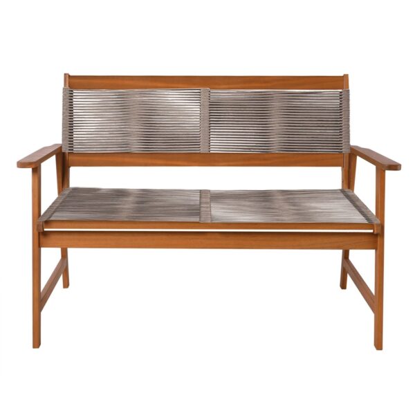 SPRING Living Καναπές 2θέσιος Καθιστικού Βεράντας-Κήπου, Ακακία Φυσικό-Rope Wicker Μπεζ 120x68x84cm - Image 2