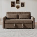 TEMPO-W Καναπές - Κρεβάτι, Με ανάκλιση πλάτης, Ύφασμα Καφέ 136x93x80 Κρεβάτι:117x175x41cm - Image 2