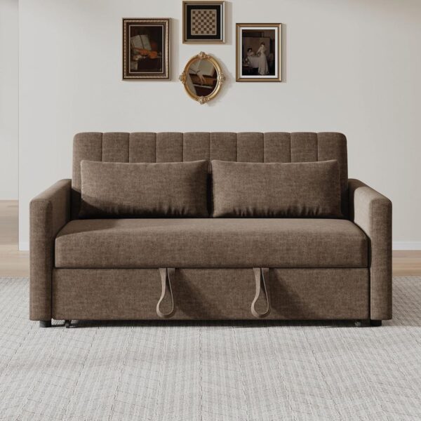 TEMPO-W Καναπές - Κρεβάτι, Με ανάκλιση πλάτης, Ύφασμα Καφέ 136x93x80 Κρεβάτι:117x175x41cm - Image 2