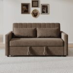 TEMPO-W Καναπές - Κρεβάτι, Με ανάκλιση πλάτης, Ύφασμα Καφέ 136x93x80 Κρεβάτι:117x175x41cm - Image 3
