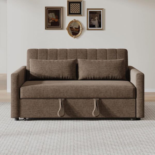 TEMPO-W Καναπές - Κρεβάτι, Με ανάκλιση πλάτης, Ύφασμα Καφέ 136x93x80 Κρεβάτι:117x175x41cm - Image 3