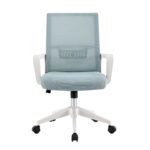 BF2965 Πολυθρόνα Γραφείου Ύφασμα Γκρι-Μπλε Mesh, Βάση PP Άσπρο 63x58x97/107cm - Image 4