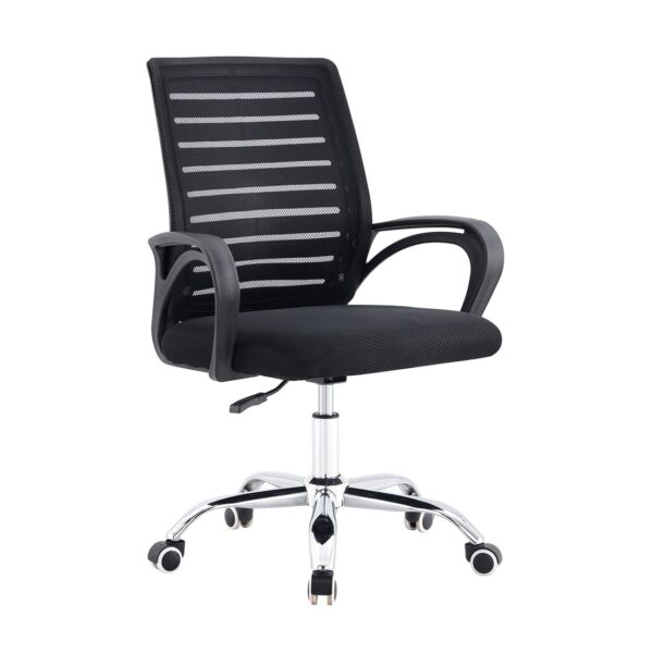 BF2140 Πολυθρόνα Γραφείου Μέταλλο Χρώμιο, Mesh Μαύρο 63x58x89/99cm - Image 2