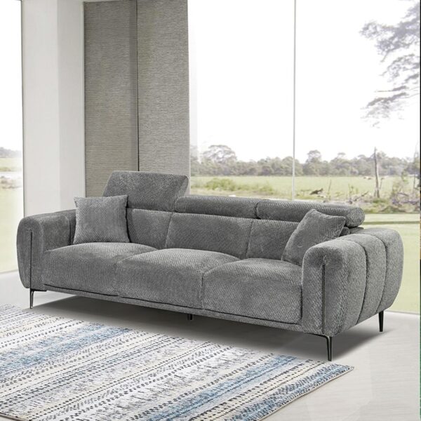 SEVILLE Kαναπές 3Θέσιος Σαλονιού - Καθιστικού, Teddy Ύφασμα Σκούρο Γκρι 220x96cm H.75/95cm - Image 2