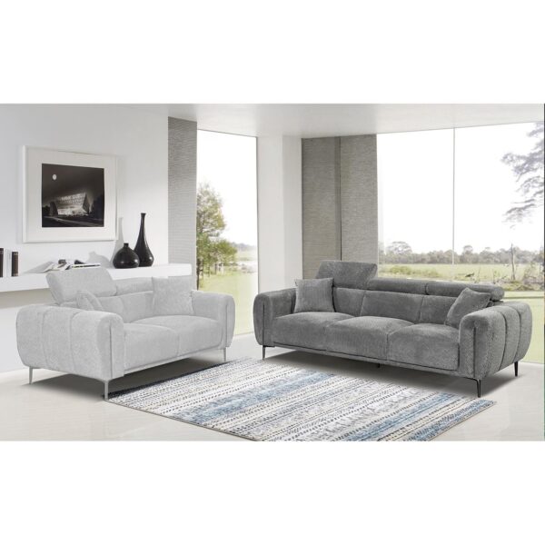 SEVILLE Kαναπές 3Θέσιος Σαλονιού - Καθιστικού, Teddy Ύφασμα Σκούρο Γκρι 220x96cm H.75/95cm - Image 3