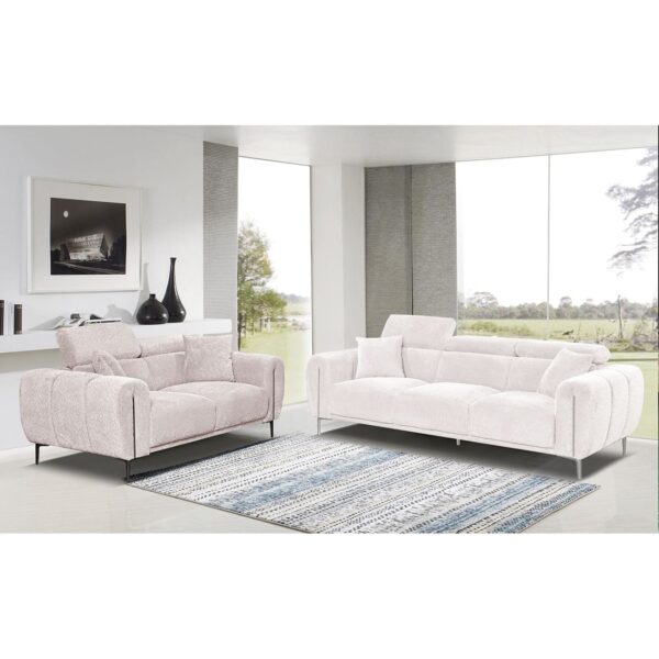 SEVILLE Kαναπές 2Θέσιος Σαλονιού - Καθιστικού, Teddy Ύφασμα Μπεζ 165x96cm H.75/95cm - Image 3