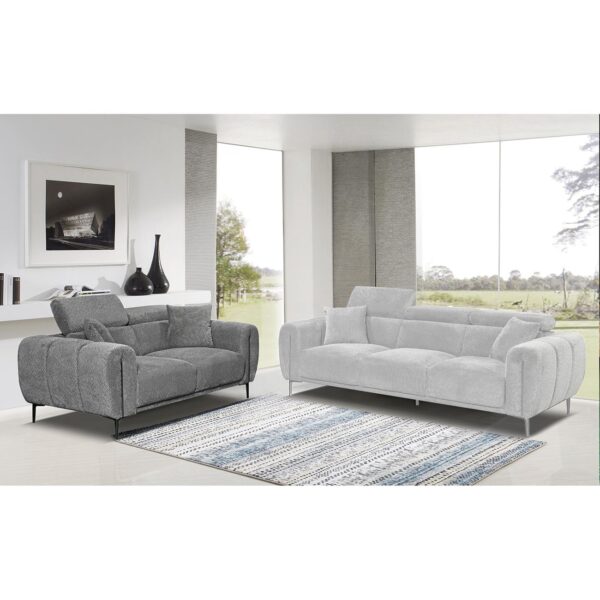 SEVILLE Kαναπές 2Θέσιος Σαλονιού - Καθιστικού, Teddy Ύφασμα Σκούρο Γκρι 165x96cm H.75/95cm - Image 3