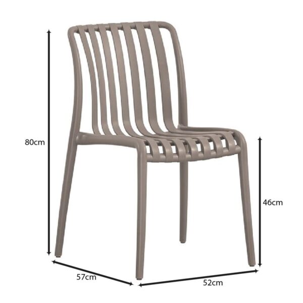 MODA-H Καρέκλα Στοιβαζόμενη, PP - UV Protection, Απόχρωση Mocha 52x57x80cm - Image 3