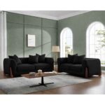 KANSAS Set Σαλόνι - Καθιστικό, 2Θέσιος-3Θέσιος, Teddy Ύφασμα Μαύρο 174x99 / 211x99 x H90cm - Image 2