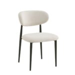 POINT Καρέκλα Τραπεζαρίας Μέταλλο Βαφή Μαύρο, Teddy Ύφασμα Άσπρο 47x51x79cm - Image 2