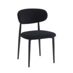 POINT Καρέκλα Τραπεζαρίας Μέταλλο Βαφή Μαύρο, Teddy Ύφασμα Μαύρο 49x54x81cm - Image 2