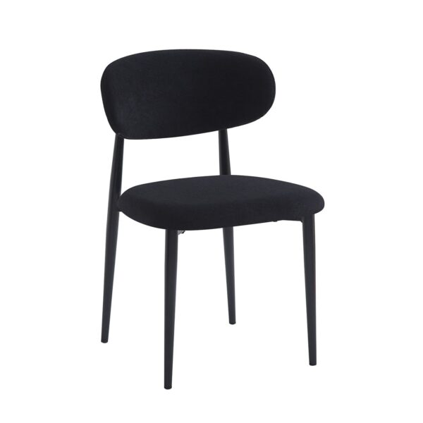 POINT Καρέκλα Τραπεζαρίας Μέταλλο Βαφή Μαύρο, Teddy Ύφασμα Μαύρο 49x54x81cm - Image 2
