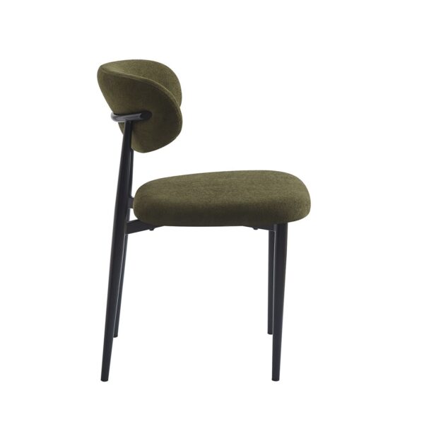 POINT Καρέκλα Τραπεζαρίας Μέταλλο Βαφή Μαύρο, Teddy Ύφασμα Olive Green 49x54x81cm - Image 3