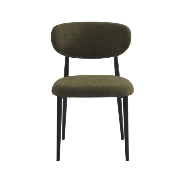 POINT Καρέκλα Τραπεζαρίας Μέταλλο Βαφή Μαύρο, Teddy Ύφασμα Olive Green 49x54x81cm - Image 4