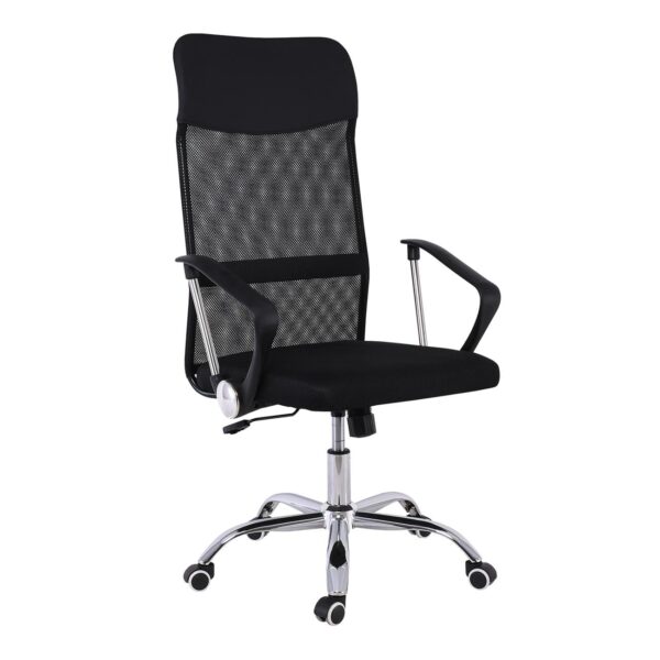 BF2400-W Πολυθρόνα Γραφείου Διευθυντή, Βάση Χρώμιο, Pu Μαύρο, Mesh Μαύρο 60x58x110/120cm - Image 2
