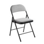 BRENDA Καρέκλα Πτυσσόμενη, Μέταλλο Βαφή Μαύρο, Ύφασμα Γκρι 46x46x78cm - Image 2