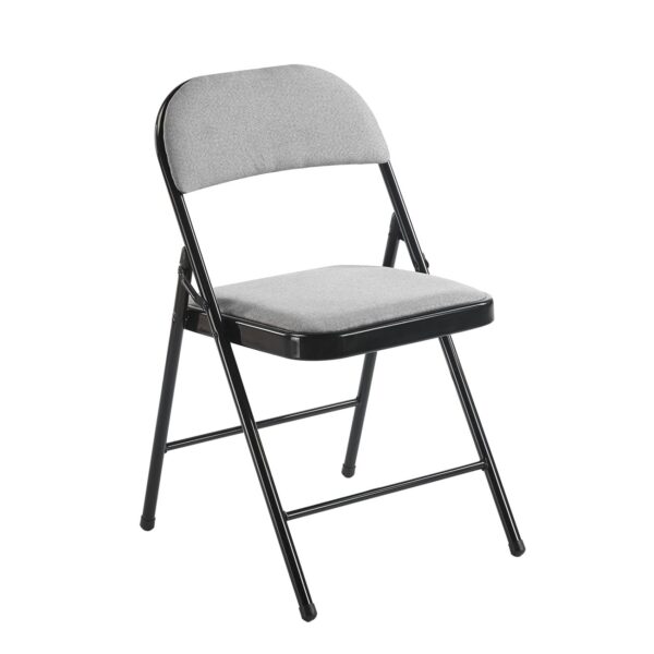 BRENDA Καρέκλα Πτυσσόμενη, Μέταλλο Βαφή Μαύρο, Ύφασμα Γκρι 46x46x78cm - Image 2