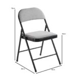 BRENDA Καρέκλα Πτυσσόμενη, Μέταλλο Βαφή Μαύρο, Ύφασμα Γκρι 46x46x78cm - Image 4