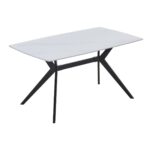 GALI Τραπέζι Τραπεζαρίας- Κουζίνας, Μέταλλο Βαφή Μαύρο, Sintered Stone White Marble 140x80x75cm - Image 2