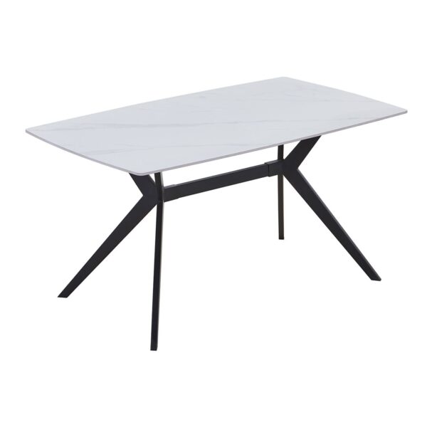GALI Τραπέζι Τραπεζαρίας- Κουζίνας, Μέταλλο Βαφή Μαύρο, Sintered Stone White Marble 140x80x75cm - Image 2
