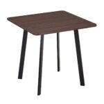 BARI Τραπέζι Κουζίνας- Εστιατορίου, Μέταλλο Βαφή Μαύρο, Επιφ.Απόχρωση Καρυδί 80x80x75cm - Image 2