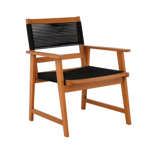 SPRING Living Πολυθρόνα Βεράντας - Κήπου, Ξύλο Ακακία Φυσικό, Rope Wicker Μαύρο 66x68x84cm - Image 2