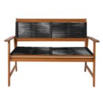 SPRING Living Καναπές 2θέσιος Καθιστικού Βεράντας-Κήπου, Ακακία Φυσικό-RopeWicker Μαύρο 120x68x84cm - Image 2