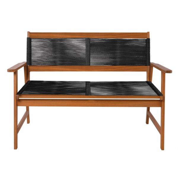 SPRING Living Καναπές 2θέσιος Καθιστικού Βεράντας-Κήπου, Ακακία Φυσικό-RopeWicker Μαύρο 120x68x84cm - Image 2