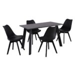 MARTIN Set Τραπεζαρία: Τραπέζι + 4 Καρέκλες, MDF Grey Walnut, Μέταλλο-Ξύλο-PP και PU Μαύρο Table:120x70x75 Chair:49x57x82 - Image 2