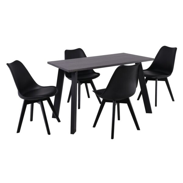 MARTIN Set Τραπεζαρία: Τραπέζι + 4 Καρέκλες, MDF Grey Walnut, Μέταλλο-Ξύλο-PP και PU Μαύρο Table:120x70x75 Chair:49x57x82 - Image 2